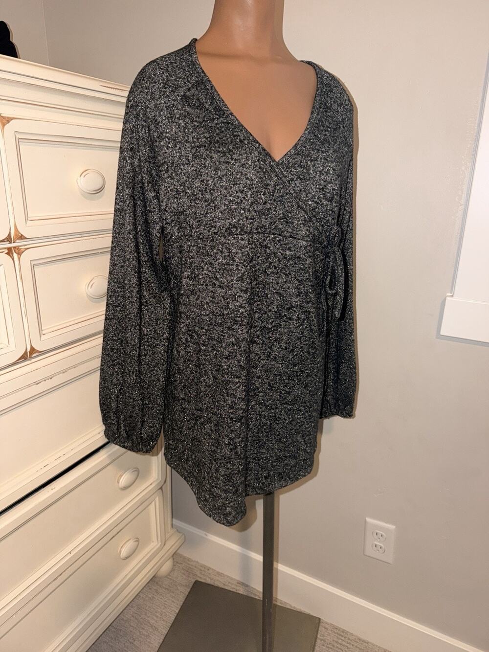 Sparkly Maternity Tunic Sweater Dress Long Sleeve Blouse Size Large